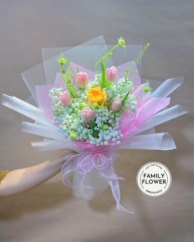 Bó hoa tulip mix baby tặng người yêu ở quận Ba Đình - Cầu Giấy Hà Nội ! Hoa tulip Hà Nội