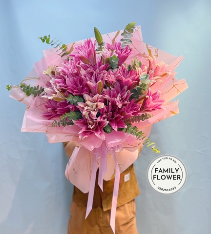 Bó hoa ly kép tặng sinh nhật mẹ ở quận Ba Đình , Đống Đa , Cầu Giấy Hà Nội
