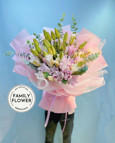 Bó hoa ly kép tặng sinh nhật ở Hà Nội ! Hoa sinh nhật Hà Nội ! Hoa Hà Nội