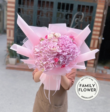 Bó hoa cẩm tú cầu hồng tặng sinh nhật ở quận Tây Hồ , Hoàn Kiếm Hà Nội ! Mua hoa cẩm tú cầu