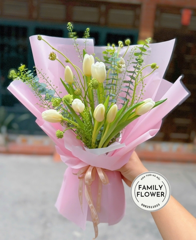 Bó hoa tulip trắng tặng sinh nhật bạn gái quận Tây Hồ  Hà Nội ! Mua hoa tulip Hà Nội