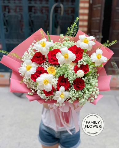 Bó hoa tulip mix hồng đỏ tặng bạn gái ! Hoa tặng bạn gái Hà Nội ! Hoa tươi Hà Nội