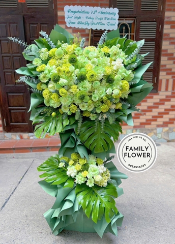 Kệ hoa tone xanh lá  2 tầng chúc mừng ngày nhà giáo Việt Nam 20 tháng 11 quận Ba Đình Hà Nội