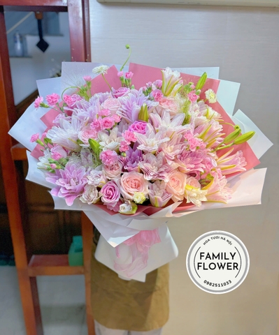 Bó hoa ly kép tặng mẹ ở quận Cầu Giấy , Ba Đình Hoàn Kiếm Hà Nội ! Hoa ly kép Hà Nội !