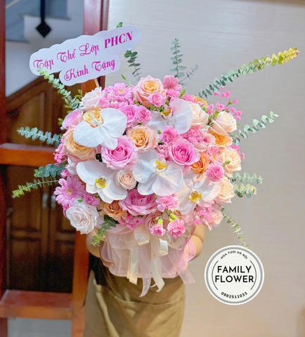 Lẵng hoa tone hồng tặng chúc mừng ngày nhà giáo Việt Nam 20/11 tại hà Nội ! Hoa ngày nhà giáo Việt Nam 20/11
