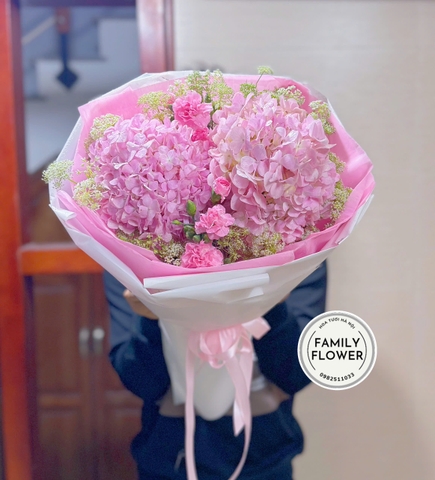 Bó hoa cẩm tú cầu hồng tặng chúc mừng valentine tại quận Ba Đình Hà Nội ! Mua hoa tươi online tại Hà Nội