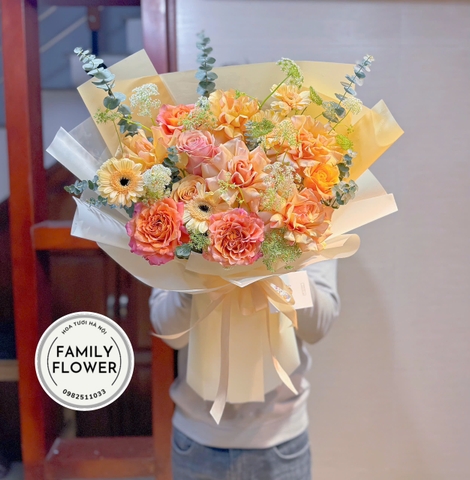 Bó hoa tone cam tặng đồng nghiệp nhân ngày 8 tháng 3 ! Hoa tươi Hà Nội