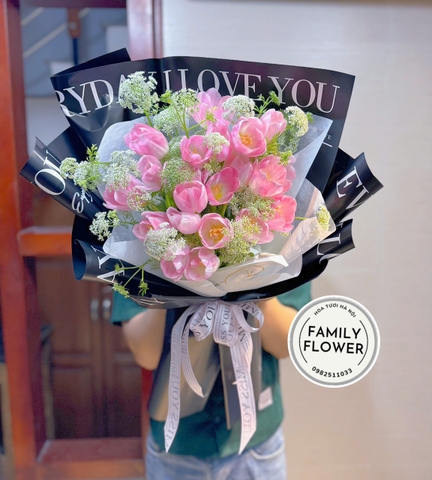 Bó hoa tulip hồng tặng người yêu , bạn gái  quận Đống Đa Hà Nội ! Hoa tươi Đống Đa
