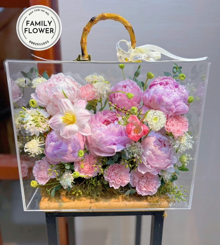 Vali hoa mẫu đơn tặng chúc mừng sinh nhật mẹ tại Hà Nội ! Mua hoa tươi online tại Ba Đình Hà Nội