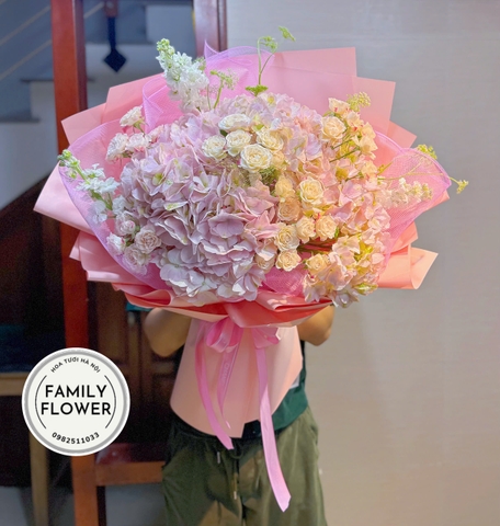 Bó hoa cẩm tú cầu hồng tặng bạn gái quận Đống Đa Hà Nội ! Hoa cẩm tú cầu hồng