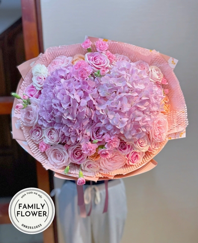 Bó hoa cẩm tú cầu hồng tặng người yêu nhân dịp 20 tháng 10 ! Hoa 20 tháng 10 Hà Nội