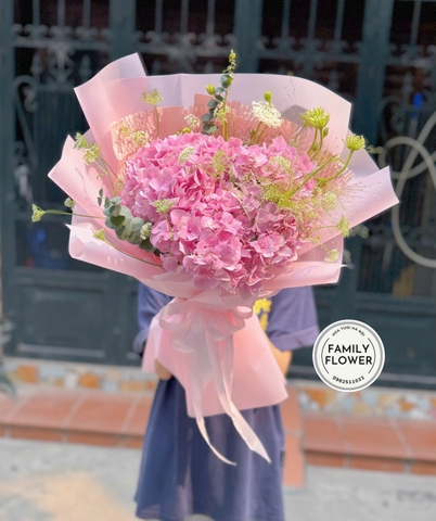 Bó hoa cẩm tú cầu hồng tặng bạn gái ! Hoa cẩm tú cầu Hà Nội ! Mua hoa tươi Hà Nội