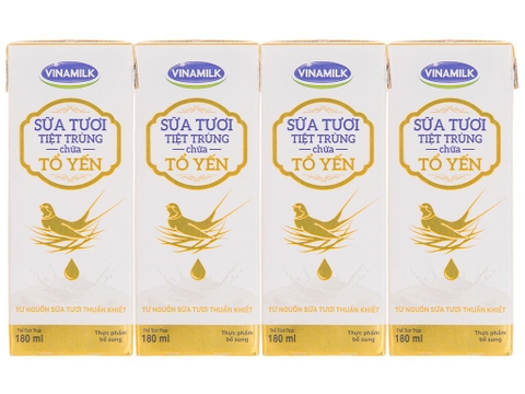 Lốc 4 hộp sữa tươi tiệt trùng chứa tổ yến Vinamilk 180ml