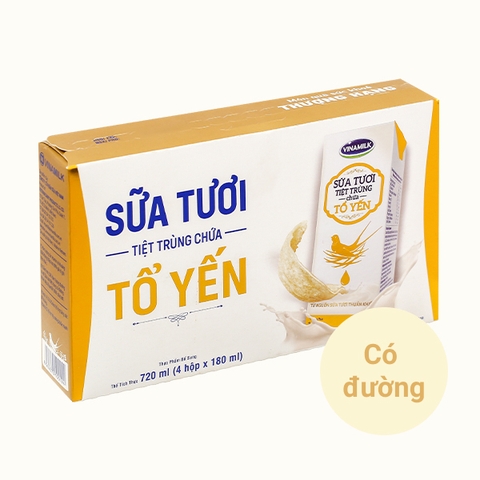 Lốc 4 hộp sữa tươi tiệt trùng chứa tổ yến Vinamilk 180ml