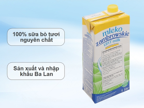 Thùng 12 hộp sữa tiệt trùng Mleko Zambrowskie 1.5% béo 1 lít