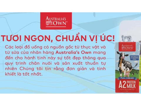 Sữa tươi tiệt trùng Australia's Own A2 hộp 1 lít