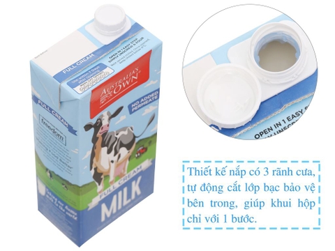 Thùng 12 hộp sữa tươi nguyên kem không đường Australia's Own 1 lít