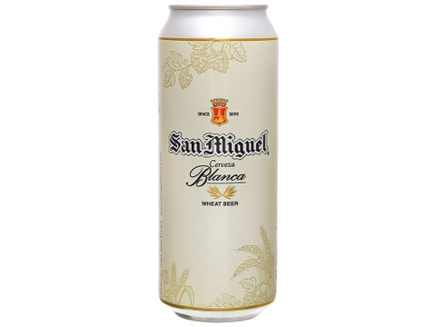 Thùng 24 lon bia San Miguel Cerveza Blanca lon 490ml