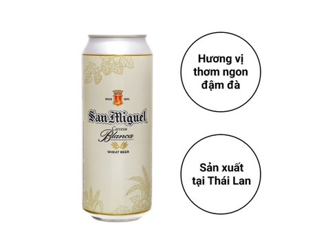 Thùng 24 lon bia San Miguel Cerveza Blanca lon 490ml