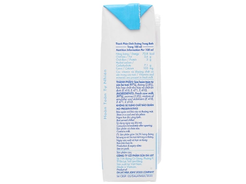 Thùng 48 hộp sữa tươi tiệt trùng ít đường Dalat Milk 180ml