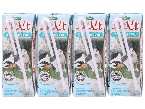 Thùng 48 hộp sữa tươi tiệt trùng Nuvi ít đường 180ml
