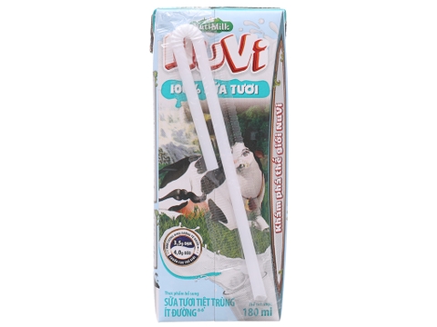 Thùng 48 hộp sữa tươi tiệt trùng Nuvi ít đường 180ml
