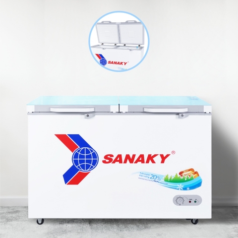 Tủ đông Sanaky VH-3699W2KD, 260 lít, 2 ngăn đông/mát, mặt kính cường lực