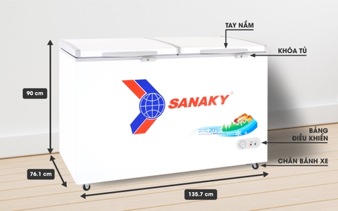 Tủ đông Sanaky VH-5699HY, 410 lít, 1 ngăn đông, dàn lạnh đồng