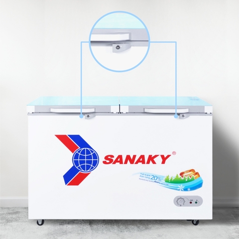 Tủ đông Sanaky VH-2599W2KD, 195 lít, 2 ngăn đông/mát, mặt kính cường lực