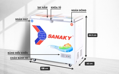 Tủ đông sanaky VH-2899W3, inverter 220 lít, 2 ngăn đông, mát dàn