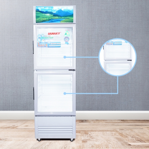 Tủ mát sanaky VH-258W3L công nghệ Low-E 200 Lít, 2 cánh trên dưới