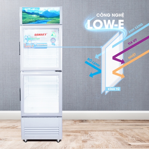 Tủ mát sanaky VH-408W3L Low-E 340 Lít, 2 cánh trên dưới