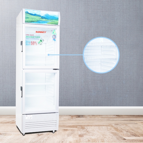 Tủ mát sanaky VH 385W3L Low-E 290 Lít, 2 cánh trên dưới