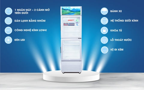 Tủ mát Sanaky VH-258WL, 200 Lít Công nghệ LOW-E, 2 cánh trên dưới