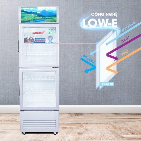 Tủ mát Sanaky VH-218WL, 170 Lít Công nghệ LOW-E, 2 cánh trên dưới