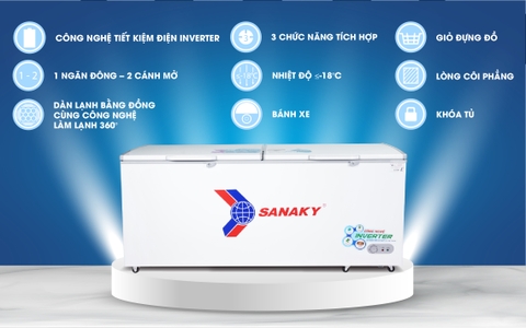 Tủ đông sanaky VH-8699HY3, inverter 761 lít, 1 ngăn đông, dàn lạnh đồng