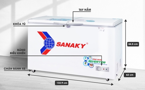 Tủ đông sanaky VH-4099A3, inverter 305 lít, 1 ngăn đông, dàn lạnh đồng