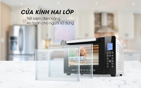 Lò nướng Sanaky VH-5088S2D  Lò nướng 50 lít, Vỏ kim loại sơn đen