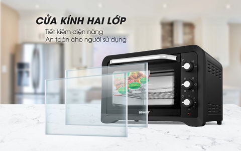 Lò nướng Sanaky VH-259S2D Lò nướng 25 lít, Vỏ kim loại sơn đen