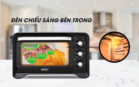 Lò nướng Sanaky VH-259S2D Lò nướng 25 lít, Vỏ kim loại sơn đen