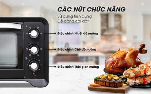 Lò nướng Sanaky VH-259S2D Lò nướng 25 lít, Vỏ kim loại sơn đen