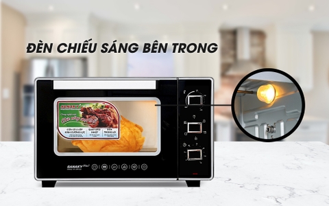 Lò nướng Sanaky VH-3599S2D  Lò nướng 35 lít, Vỏ kim loại sơn đen