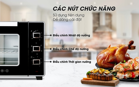 Lò nướng Sanaky VH-3599S2D  Lò nướng 35 lít, Vỏ kim loại sơn đen