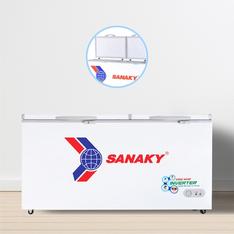 Tủ đông sanaky VH-6699W3, inverter 485 lít, 2 ngăn đông, mát, dàn đồng
