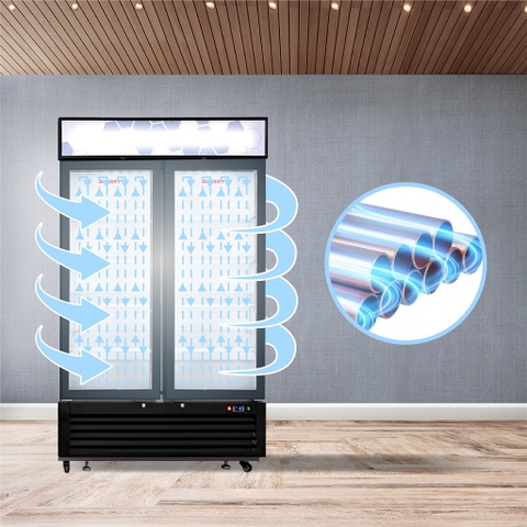 Tủ đông sanaky VH 1368K, tủ đứng, cánh kính 3 lớp