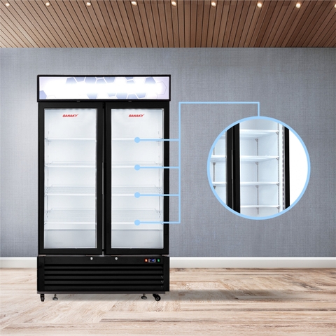 Tủ đông sanaky VH 1368K, tủ đứng, cánh kính 3 lớp