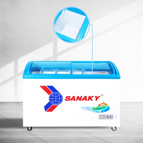 Tủ đông sanaky VH-4899K, 324 lít, 1 ngăn đông, dàn lạnh đồng, nắp kính lùa