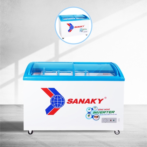 Tủ đông sanaky VH-6899K3, inverter 437 lít, 1 ngăn, dàn đồng, nắp kính lùa
