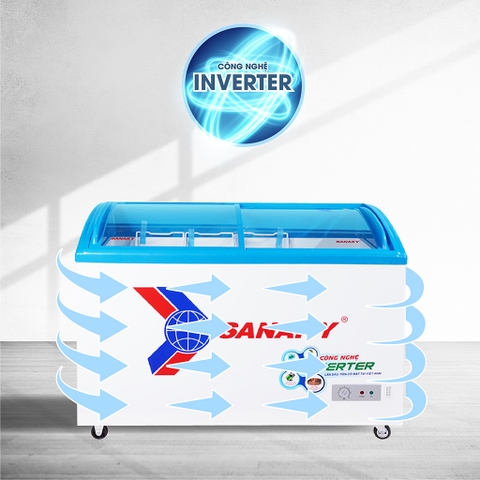 Tủ đông sanaky VH-3899K3, inverter 260 lít, 1 ngăn đông, nắp kính lùa