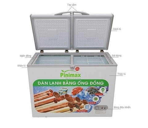 Tủ đông Pinimax PNM-39WF, 260 lít, dàn đồng 2 ngăn đông, mát